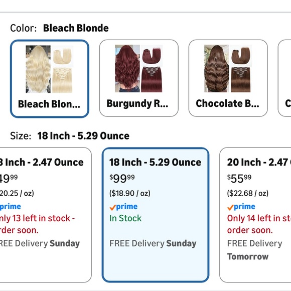 Pure Remy Human Hair Extensions BLONDE 18 inches - Picture 3 of 6